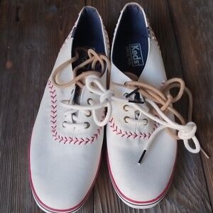 Keds Womens 52476M White Comfort Lace Up Low Top Baseball Shoes Size 8.5